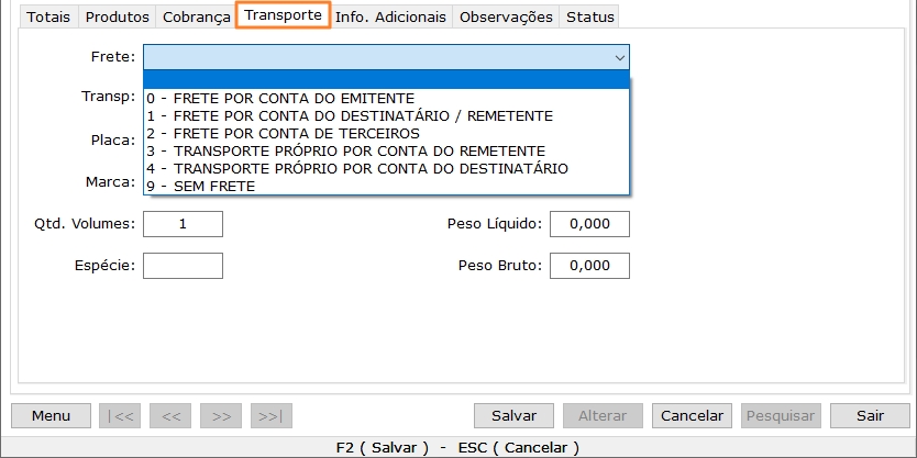 Dados de Transporte