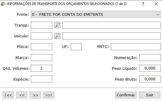 Informar transporte