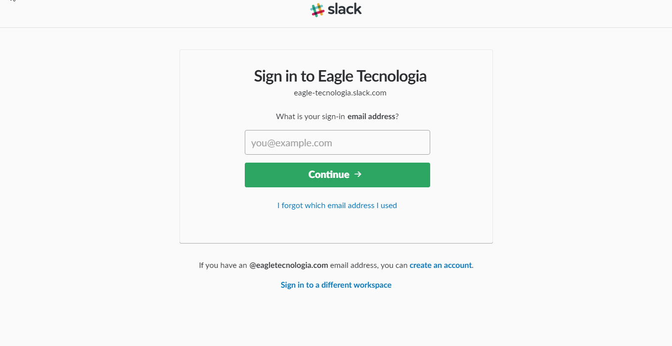 Logando no Slack